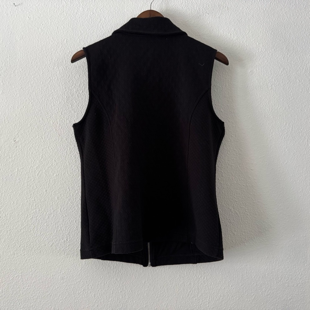 Karen Scott Quilted Vest Sport Womens Fleece Black Jacket Medium Full Zip - Picture 10 of 12